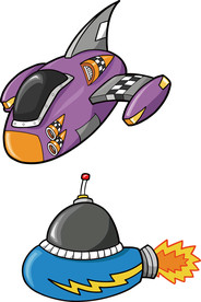 卡通飞船飞机宇宙外星人航天器