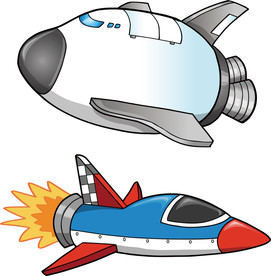 卡通飞船飞机太空宇宙火箭元素