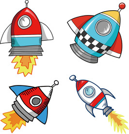 卡通儿童火箭航空器航天飞机
