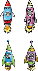 卡通儿童火箭彩绘太空宇宙飞船