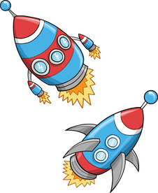 儿童火箭升空卡通太空宇宙飞船