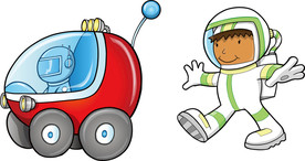 卡通儿童宇宙飞船太空宇航服素材