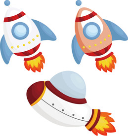 卡通火箭儿童宇宙飞船矢量素材