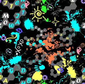 大牌卡通抽象扎染迷彩