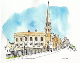 水彩建筑插画