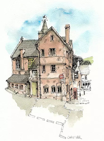 水彩建筑插画