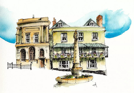 水彩建筑插画