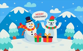 雪地北极熊和雪人