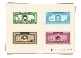 4款入纸币矢量图