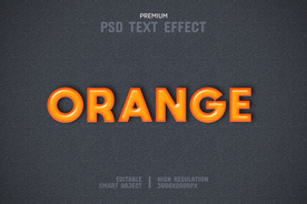 字体样式 真皮背景橙色浮雕效果