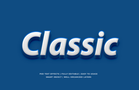 字体样式 蓝底白字浮雕效果