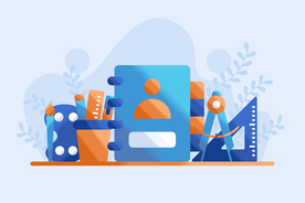 扁平化图形礼物盒与文具