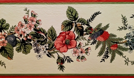 手绘插画墙绘花与叶