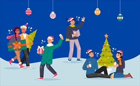 雪地庆祝圣诞男女