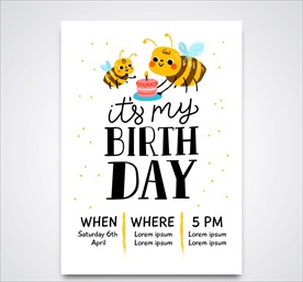 蜜蜂生日派对传单