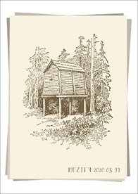 森林木屋 素描画