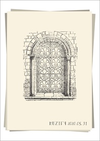 欧式复古石质窗棂手绘稿