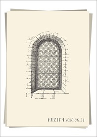 欧式复古石质窗棂手绘稿