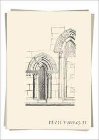 欧式复古石质窗棂手绘稿