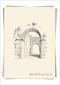 欧式复古石质拱门手绘稿