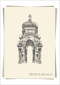 欧式圆顶石质窗棂手绘稿