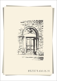 欧式复古石质窗棂手绘稿