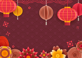 中式背景 祥云 卷云 灯笼