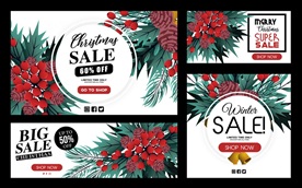 花卉圣诞促销卡片