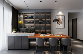 轻奢风格饭厅吧台室内效果图