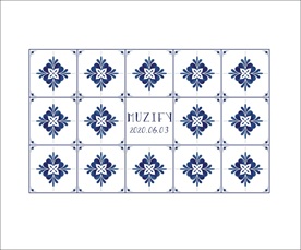 蓝色花卉瓷砖图案