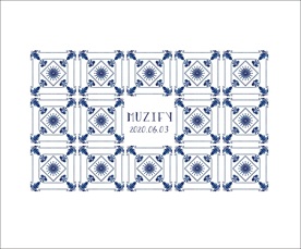 蓝色花卉瓷砖图案