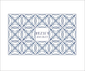 蓝色花卉瓷砖图案