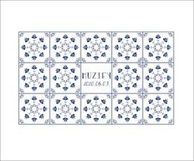 蓝色花卉瓷砖图案