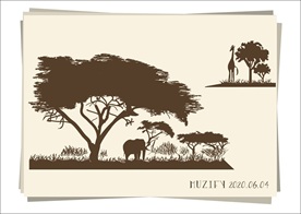 森林 大象 长颈鹿 剪影