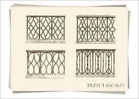 4款入庭院围栏造型 素描画