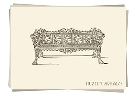 欧式花园座椅 素描画