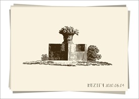 欧式庭院 花坛 素描画