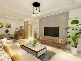 暖色客厅效果图