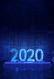 2020蓝色发光商务H5背景