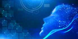 科技背景粒子光效虚拟人脸