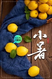 小暑节气柠檬夏季传统活动海报
