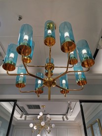 轻奢吊灯  蓝色吊灯 金属装饰