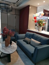 轻奢客厅蓝色布艺沙发