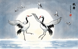 仙鹤海报背景
