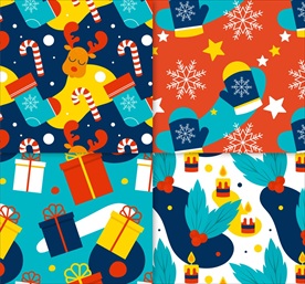 圣诞元素无缝背景