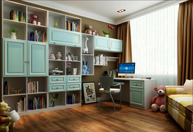 书房原木吸塑板材效果图