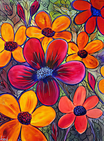 手绘花 油画花 花朵 复古花