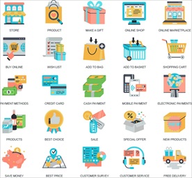 25款彩色卡通购物图标icon