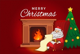 壁炉旁的圣诞老人