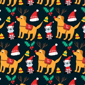 圣诞狗和猫背景